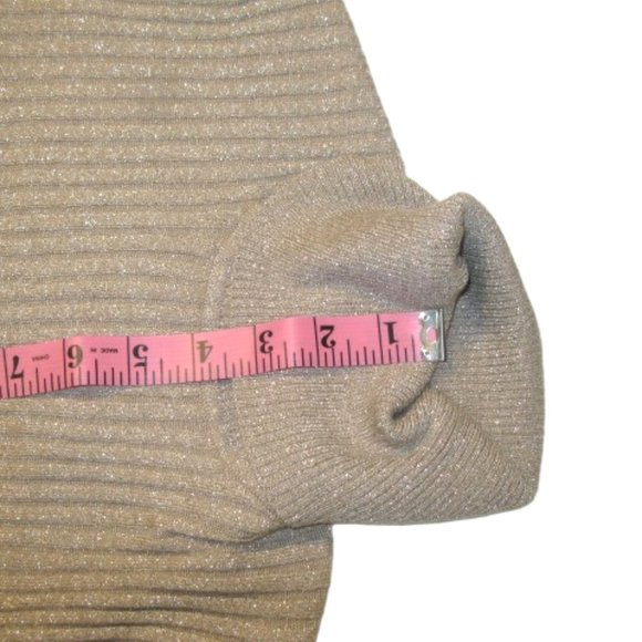 Apt. 9 Turtleneck Dress Stretch Taupe with Shimmery Gold Threads Holiday Festive - Picture 8 of 9